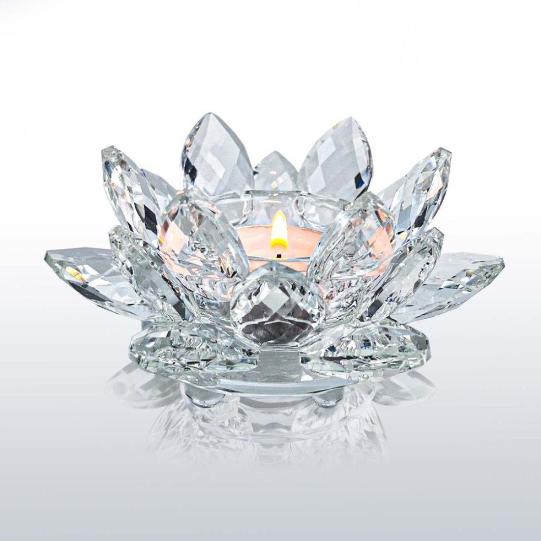 Kolnlala Crystal Lotus Flower Tealight Candle Holders/Glass Tea Light Candlestick Decor Decoration for Christmas Home Wedding Party&acirc;&euro;&brvbar; (Clean 1pc)