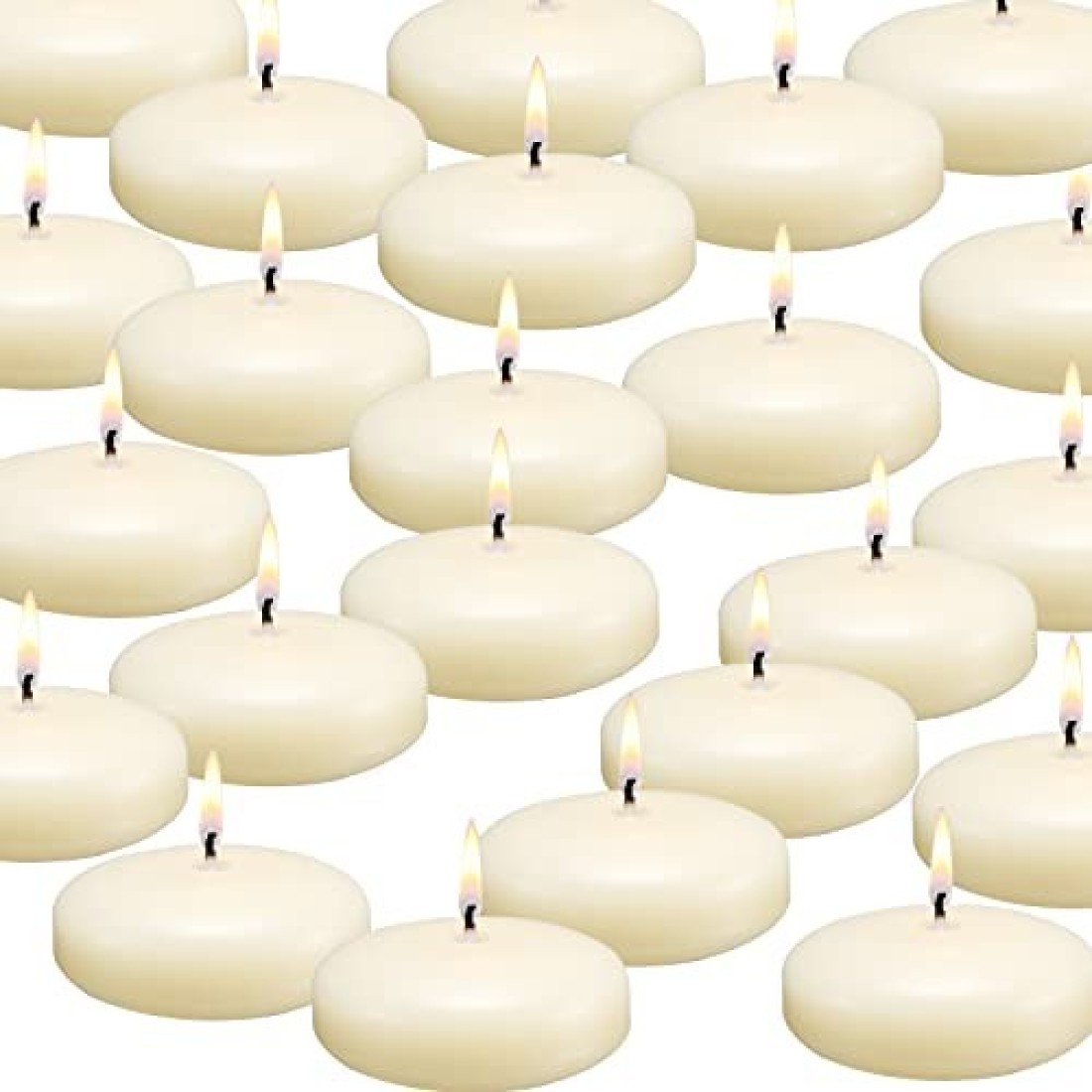 qinxiang 12 Pack Floating Candles 3 Ivory Unscented Dripless Wax Burning Candles for Cylinder Vases Weddings Party and Holiday