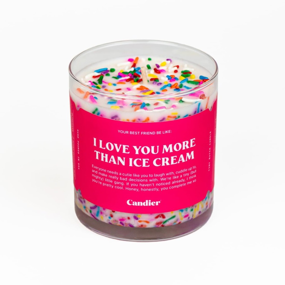 I Love You More Than Ice Cream, Scented Soy Candle w/Buttercream &amp; Vanilla Notes, Pink Candle for Women, Love Candle, Fun Candle, Cozy Gift for Women, 60-Hour Burn Time - Candier by Ryan Porter