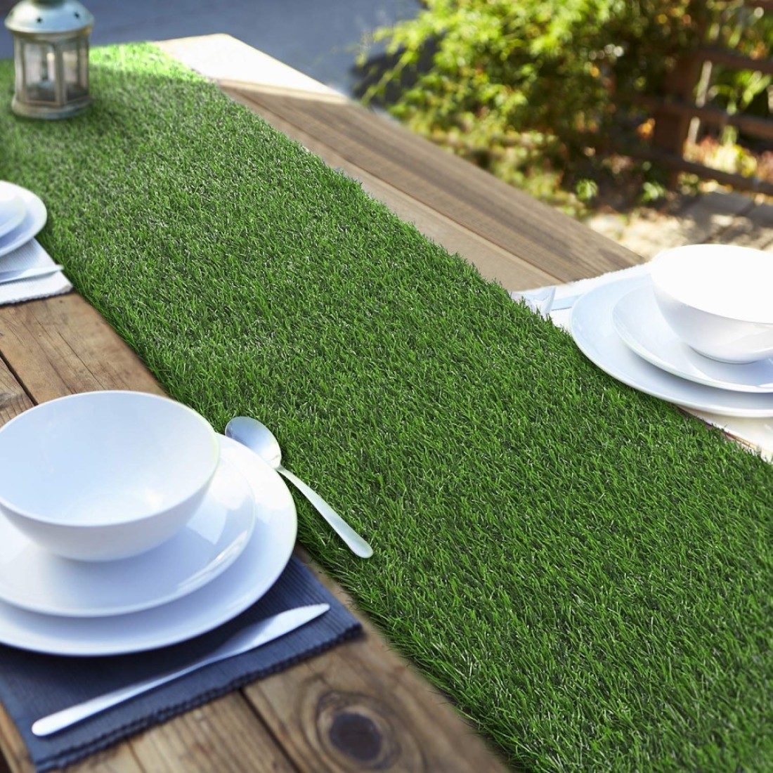 Aneco 12 x 108 Inch Artificial Grass Table Runners Carpet Roll Synthetic Grass Table Runner Grass Tabletop Decoration for Spring Fall Summer Holiday, Baby Shower, Wedding, Birthday, Banquet