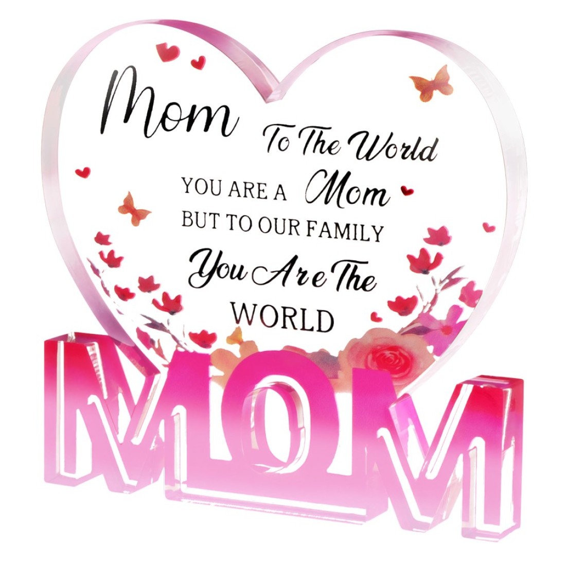 JLBLNHW Gifts for Mom Mom Birthday Gifts from Daughter Son Dad Acrylic Heart Sign Plaque Presents 39 x 37 inch Thanksgiving Mothers Day Gifts for Women Christmas Home Decorative Signs