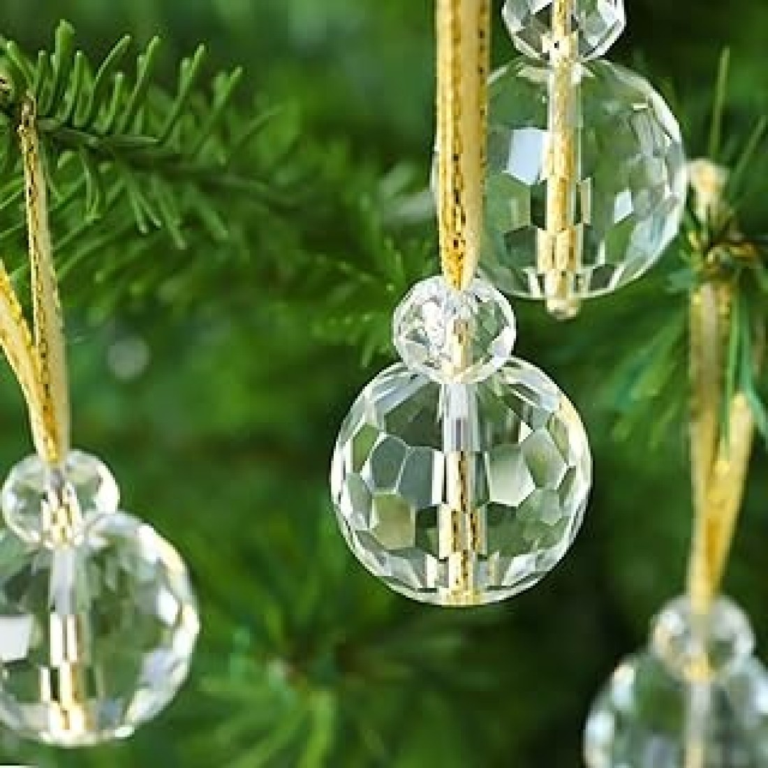 L&Egrave;FERS 12 Pcs Clear Crystal Glass Christmas Balls Ornaments, 0.87&quot; Mini Prism Ball Christmas Tree Decorations, Hanging Crystal Ornament Clearance for Xmas Wedding Party Home Decor(Clear)