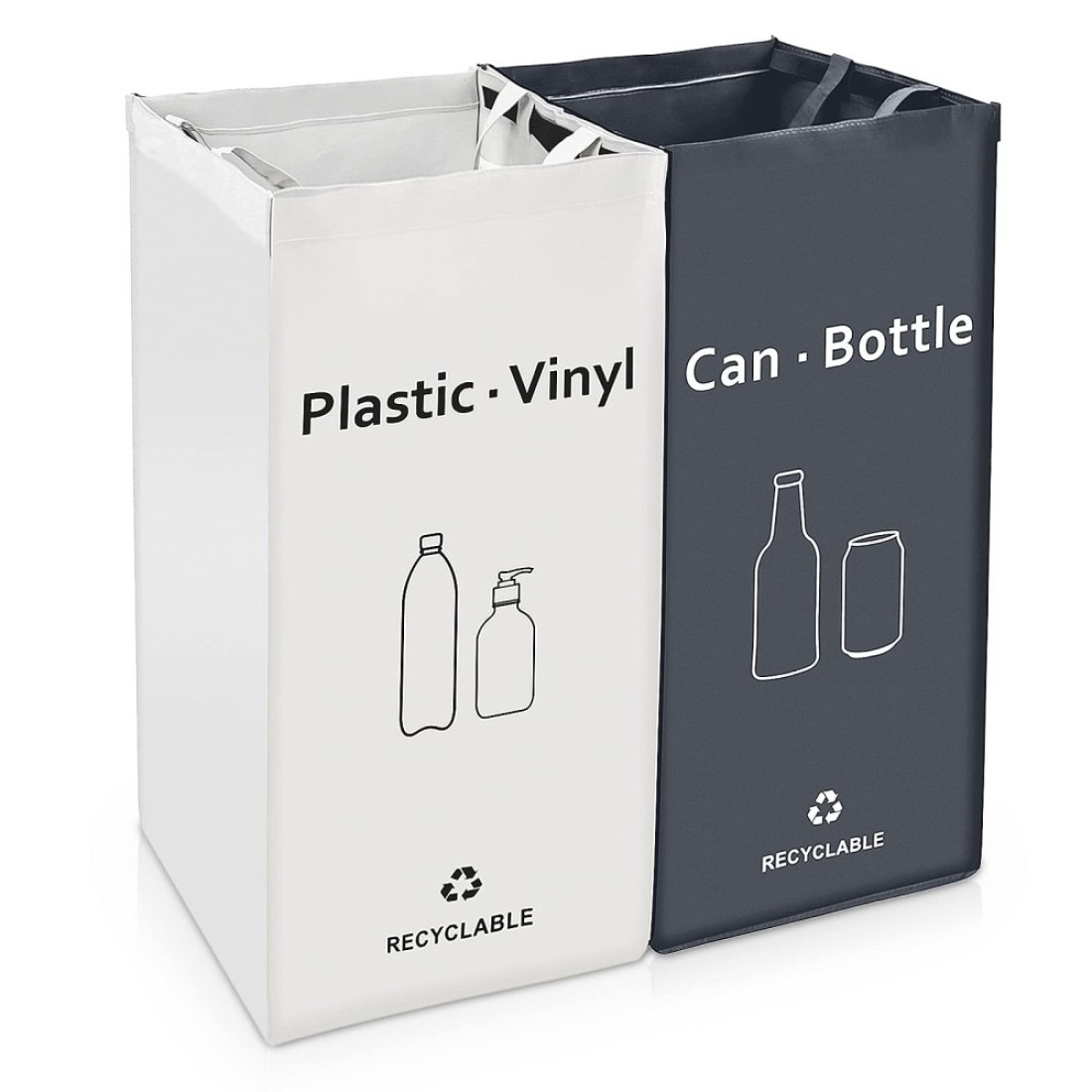 JIALAI HOME 2 Pack Separate Recycling Waste Bin Bags Recycle Bins for Kitchen Home 28 Gallon Trash Bin Recyclable Waste Trash Sorting Organizer Durable Washable Affordable Recycle Bags
