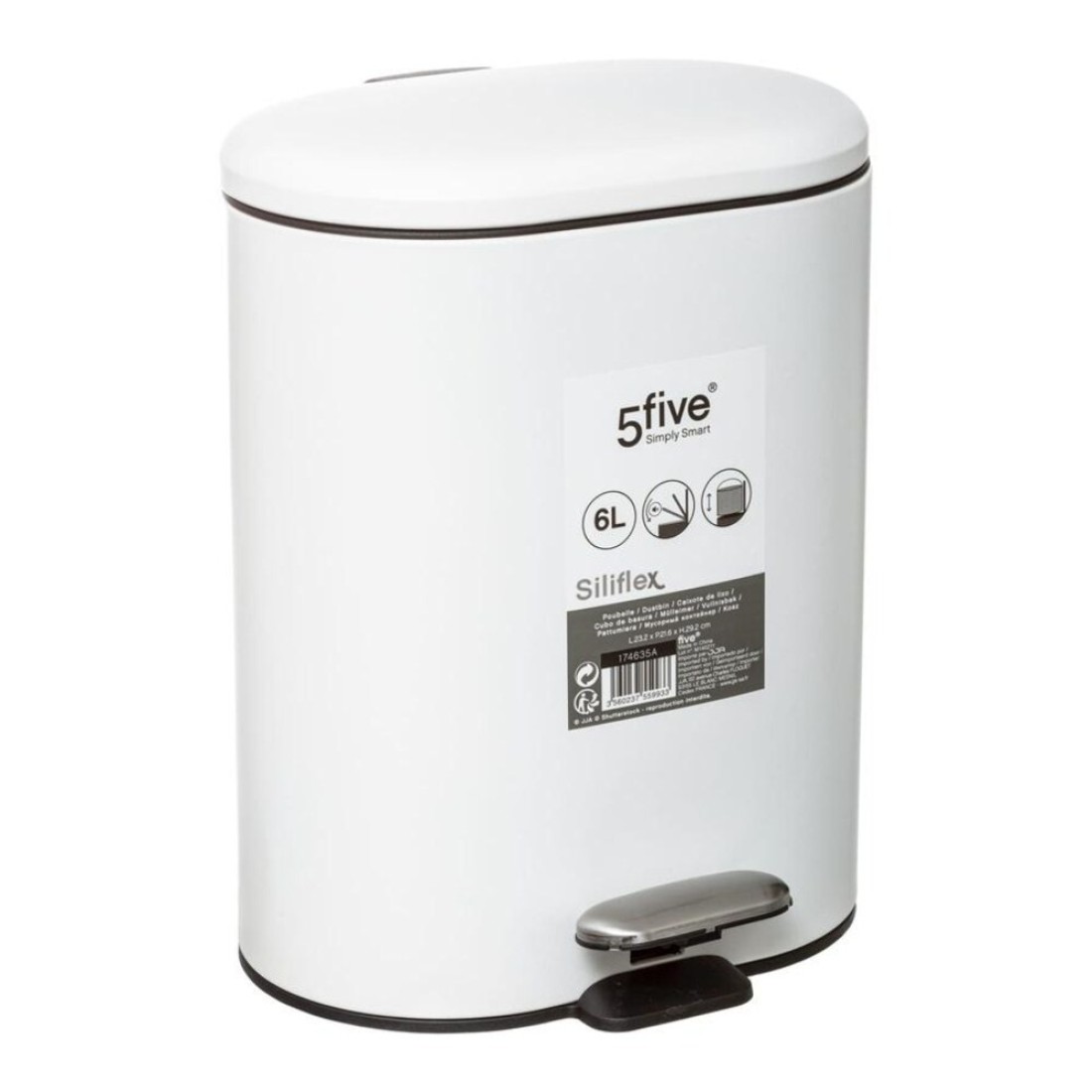 5five Siliflex Metal Pedal Bin (6 L)