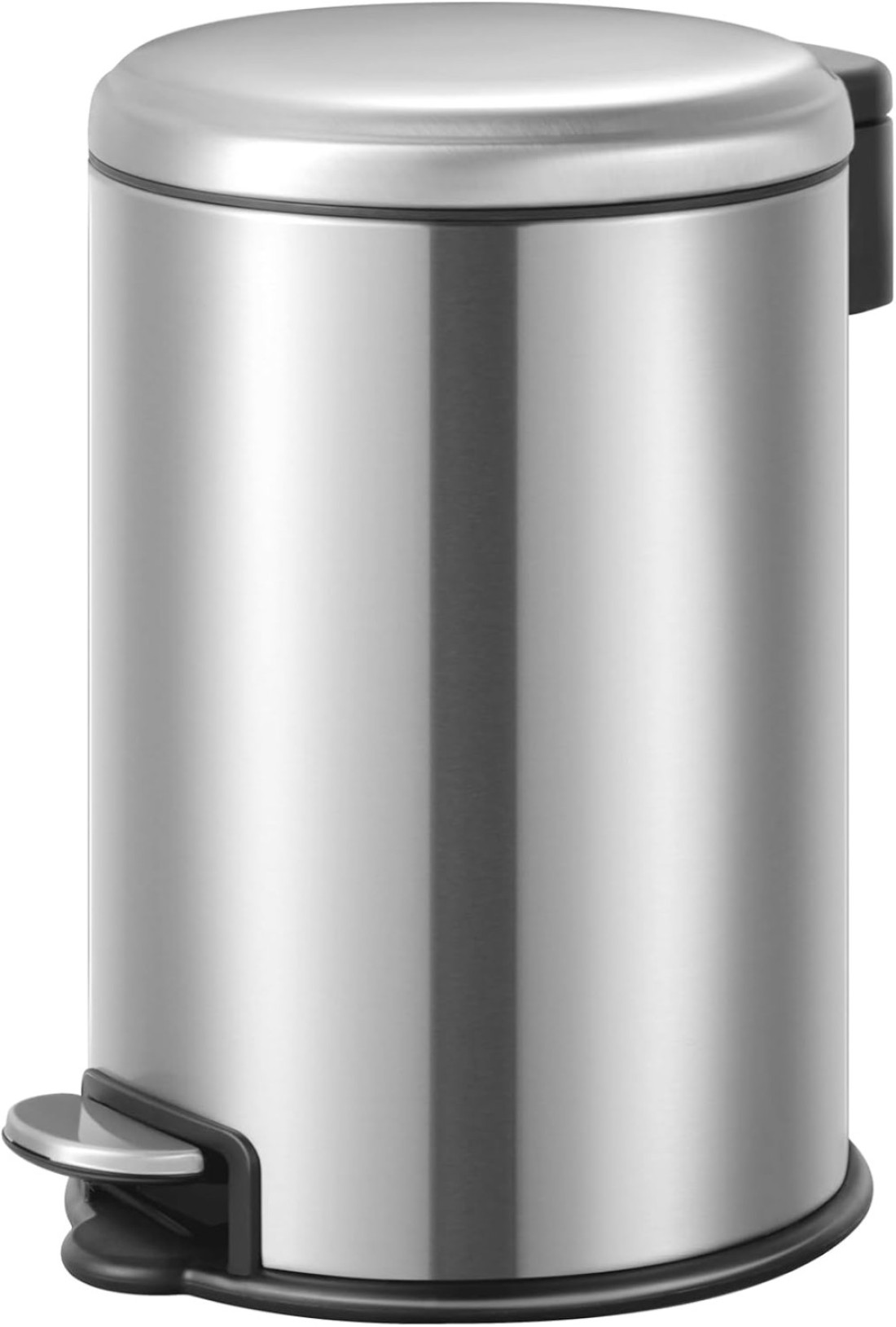 EKO 8L Pedal Bin Serene - Silver Compact Step Round Bin with Soft-Close Lid Fingerprint-Resistant Finish Removable Inner Liner Bag Stabilizer