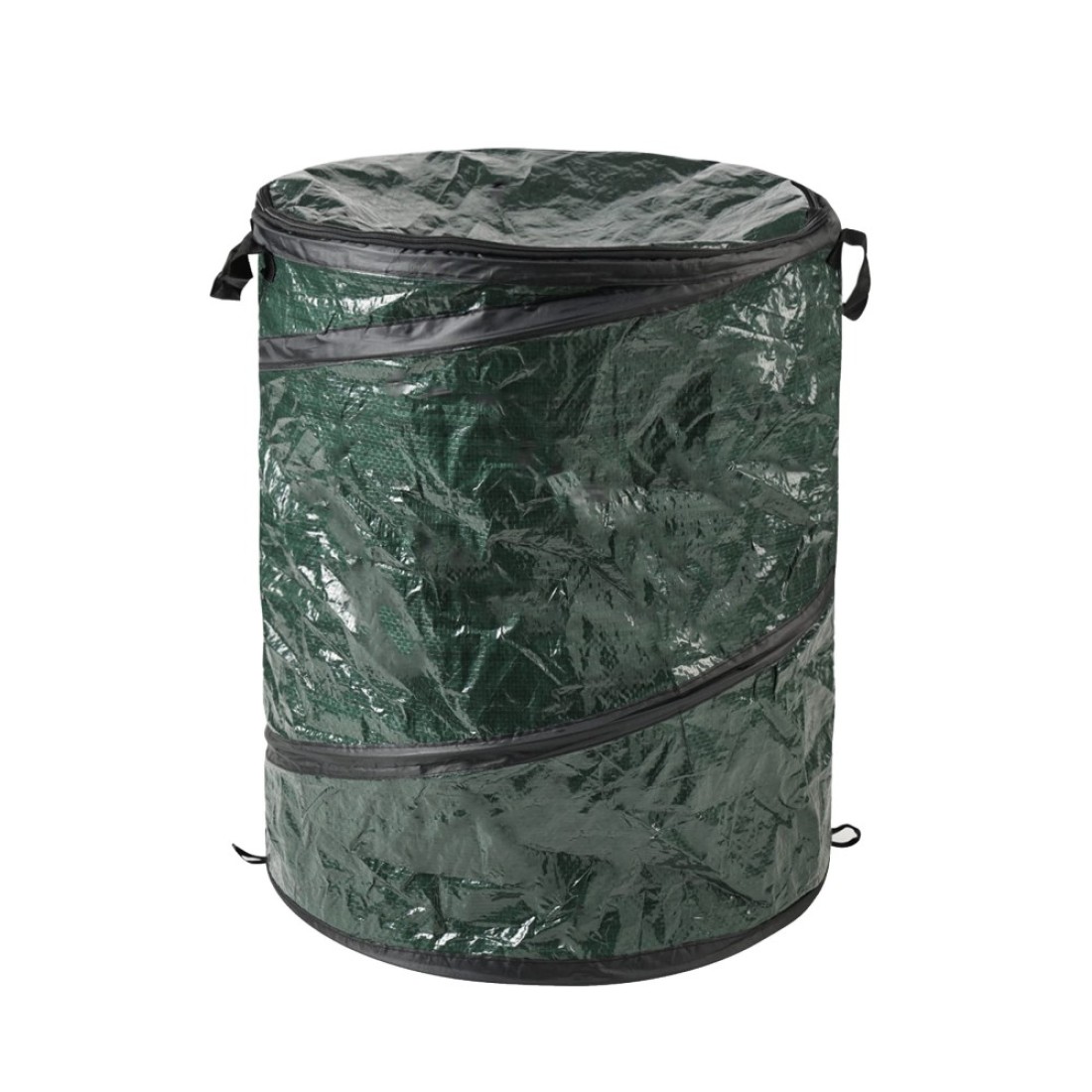 Wakeman Collapsible Trash Can Pop Up 33 Gallon Trashcan for Garbage With Zippered Lid Outdoors Ideal for Camping Recycling and More Green