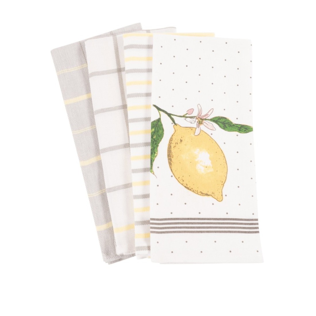 KAF Home Pantry Lemon Kitchen Dish Towel Set of 4 100Percent Cotton 18 x 28inch