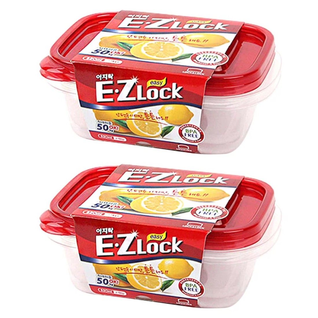 Lock &amp; LockEZ Lock Easy Plastic Rectangular Food Container HLE6304 Clear/Red 520ml 2 PCS