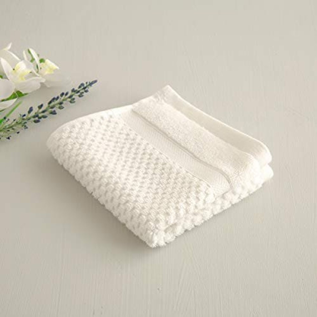 Home Centre Marshmallow Textured Cotton Face Towel (30 x 30 cm, White)