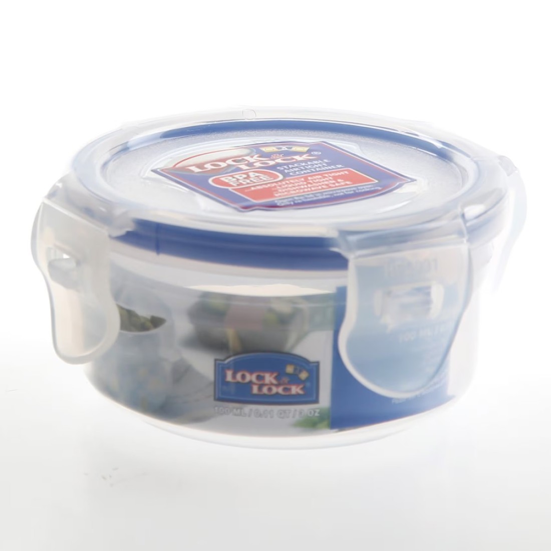 Lock &amp; Lock Classic Stackable Airtight Round Food Container Clear/Blue 100ml