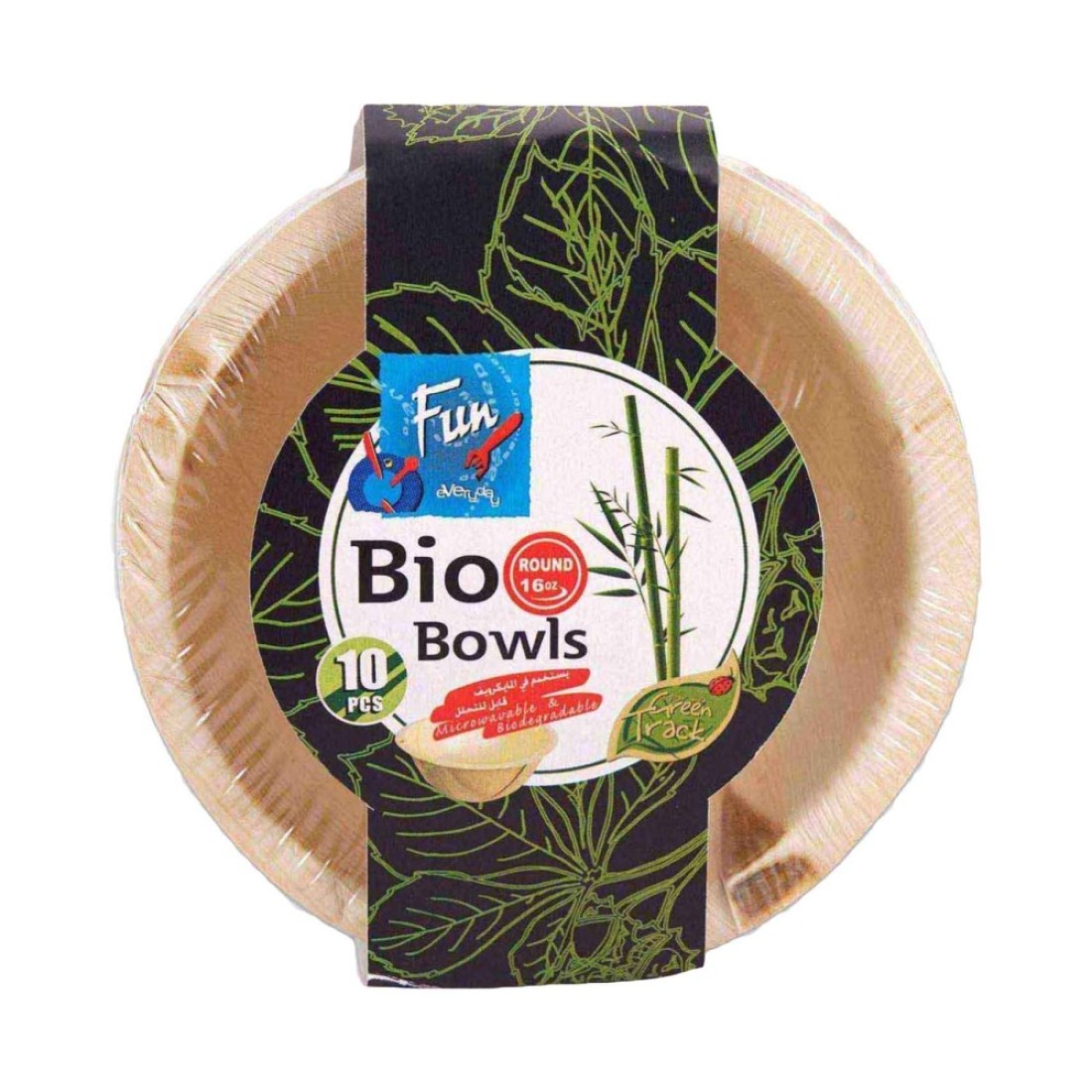 Fun Green Track Round Bio Bowl 15cm Beige 10 PCS