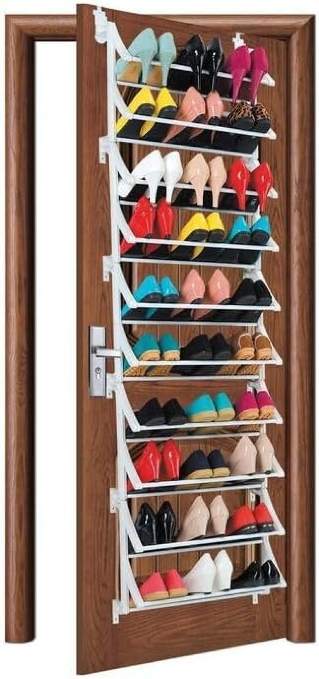 Generic 36 Pair Over the Door Hanging Hook 12 Tier Shoe Rack Adjustable Shelf Organiser Holder Storage Stand Space Saving Multi-layer Easy Installation For Living room Shoe Rack