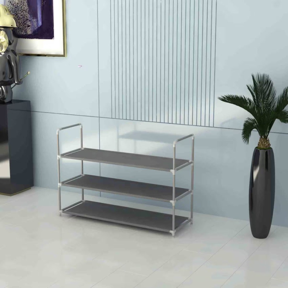 My Choice 3-Tier Shoes Rack Silver 90.5x30x63cm