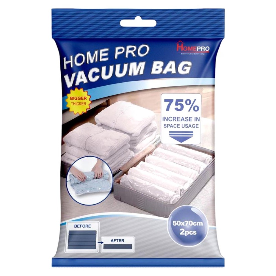 Home Pro Vacuum Bag Roll-up 50x70cm 2 PCS