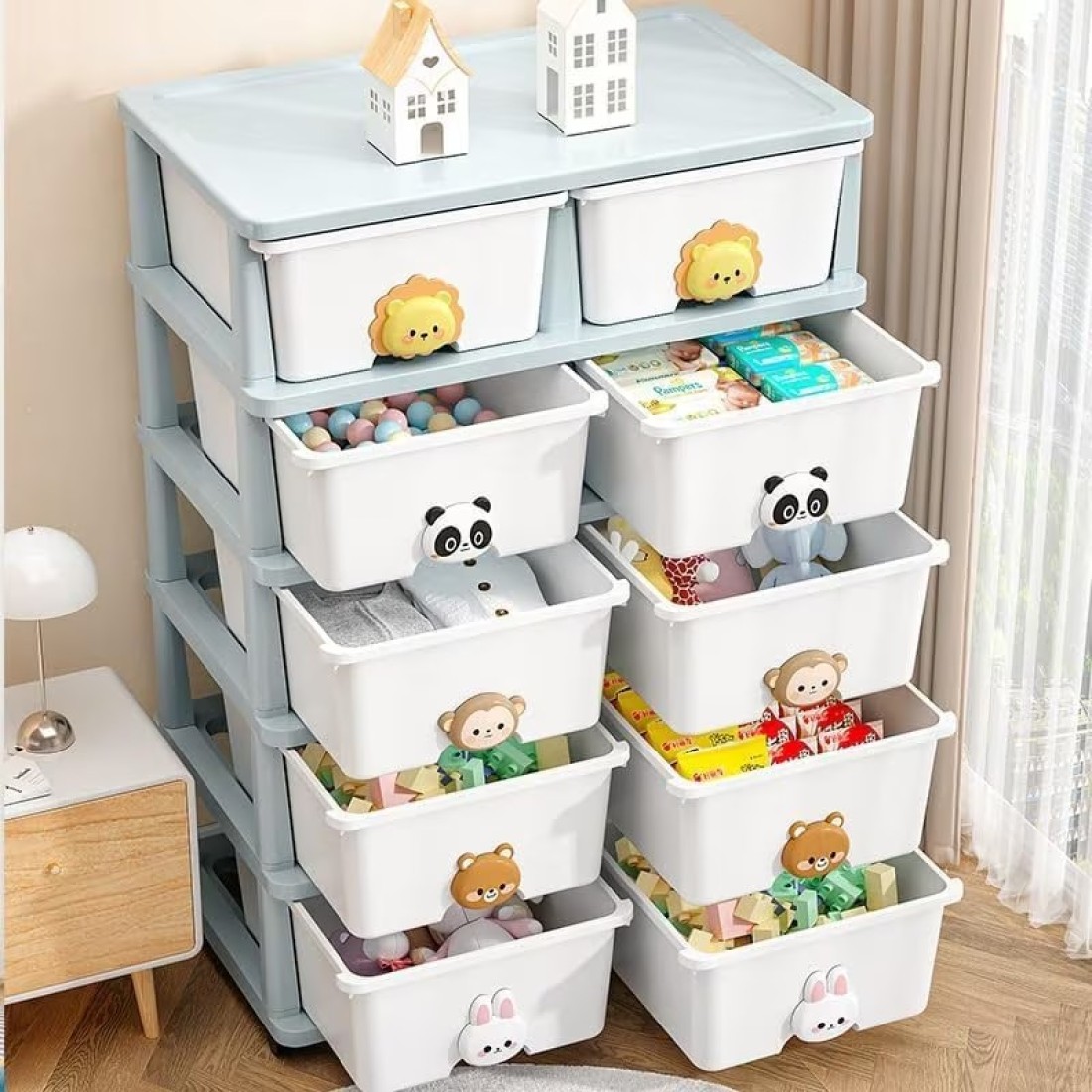 COZY NEST Multi-Layer Plasti Drawer Storage Cabinet Clothes Organizer Rolling Toy Box With Wheels For Kitchen Container Box,Bath,Living Room,Office