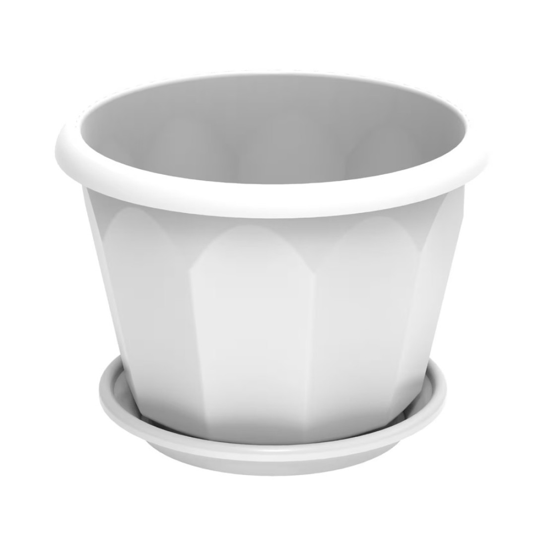 Cosmoplast Hexagonal Flower Pot With Tray White 25cm