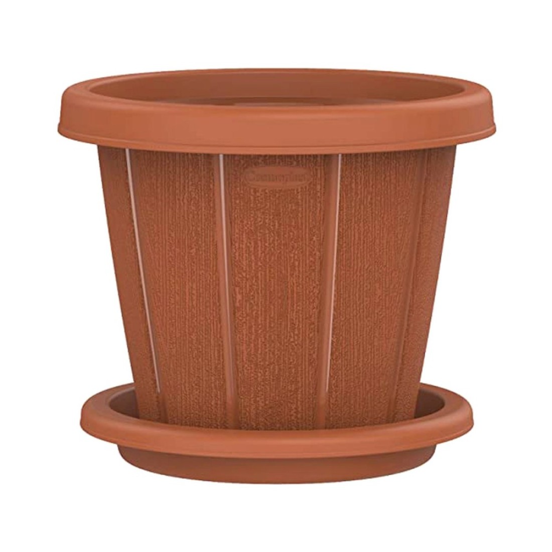 Cosmoplast Cedargrain Flower Pot With Tray Terracotta 8inch