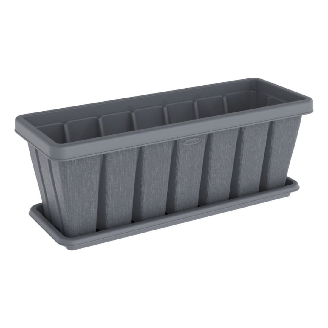 Cosmoplast Cedargrain Rectangular Planter With Tray Grey 30inch