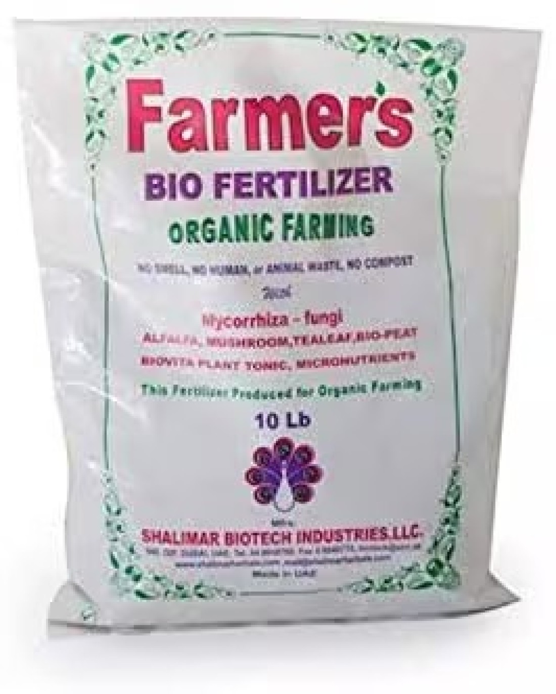 SHALIMAR-FARMER&#39;S ORGANIC BIO FERTILIZER ORGANIC FARMING-10LB