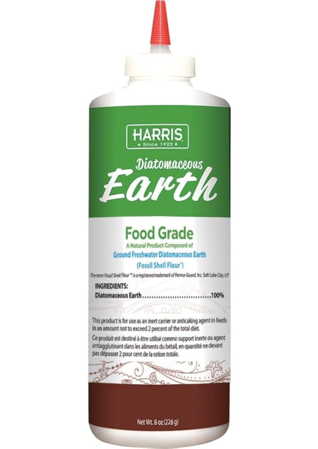 HARRIS Diatomaceous Earth Food Grade, Half Pound with Easy Application Puffer Tip