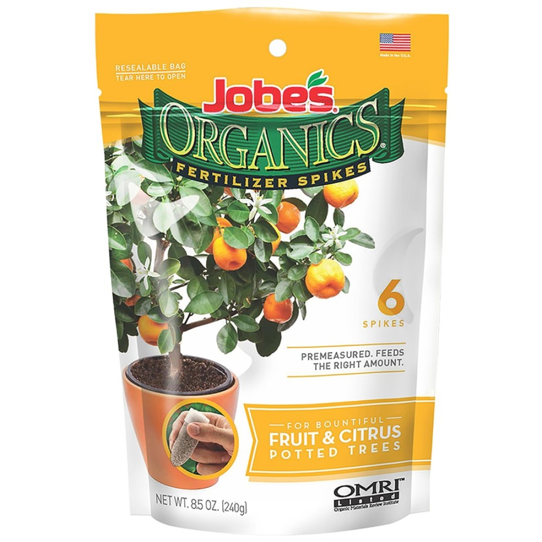 Jobes Organics Garden Fertilizer Spikes Easy Plant Care Fertilizer for Fruit and Citrus Plants and Trees 6 Count