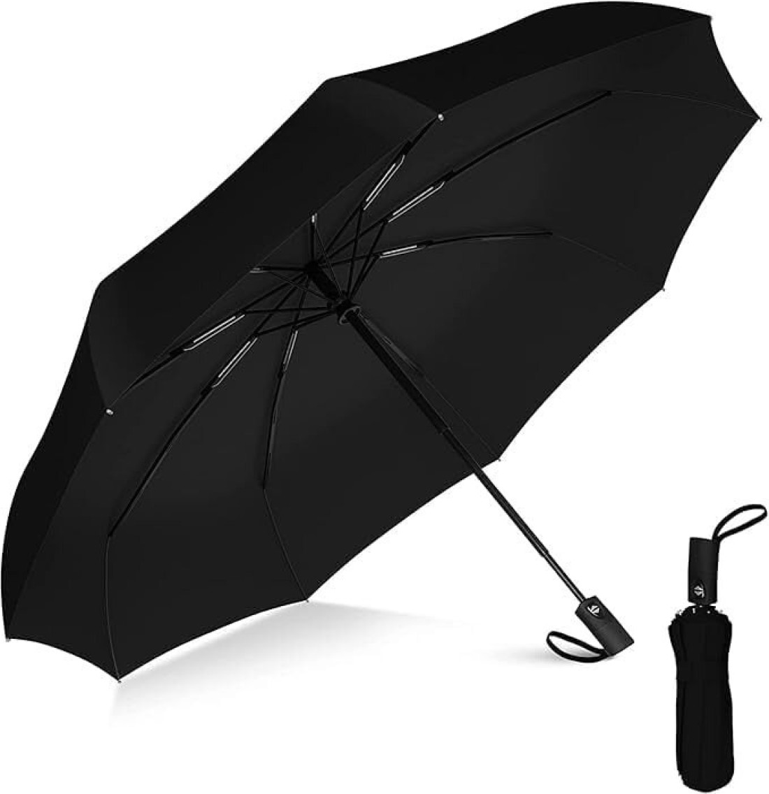 Compact UV Protection Umbrella for Summer Sun and Rain - Black