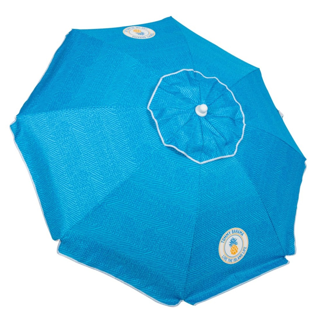 Tommy Bahama 6&#39; UPF 50+ Tilt Beach Umbrella with Integrated Sand Anchor, Wind Vent, and Carry Bag, Blue