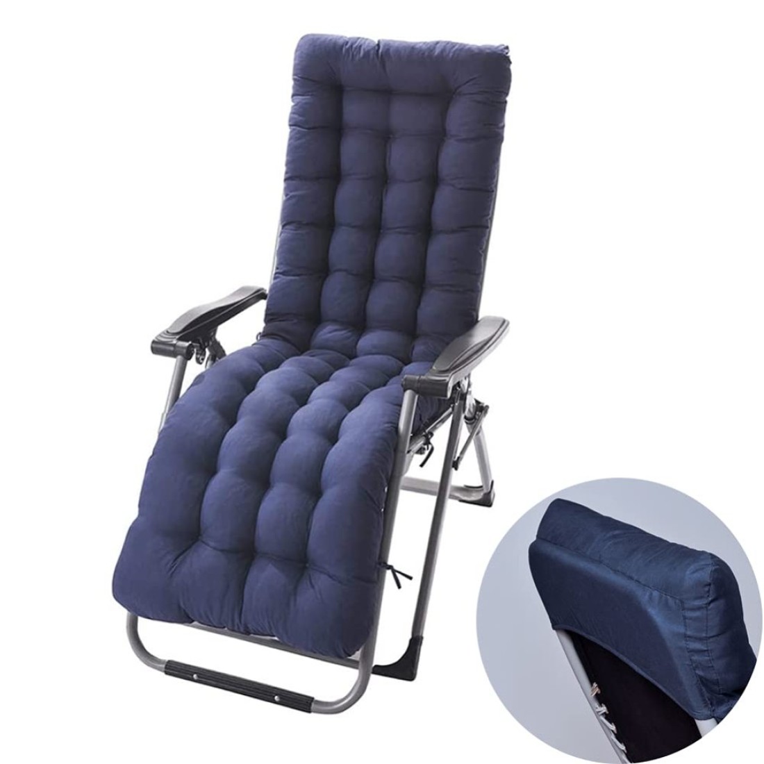CLLC Sun Lounger Chair Cushions67inch Lounge Chaise Cushion Sun Lounger Mattress with NonSlip Back Elastic Sleeve for Garden OutdoorIndoorSofaTatamiCar SeatBench67 x 21 x 3 inch Blue