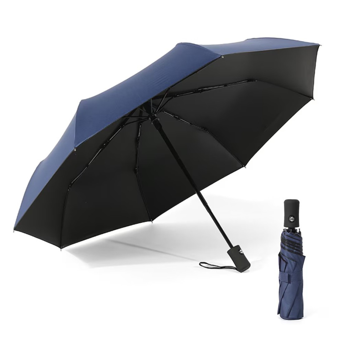 Generic-Dark blue Auto Open/Close Umbrella Compact Sun&amp;Rain Umbrella Portable Travel Umbrella Sun-proof Wind-proof Umbrella