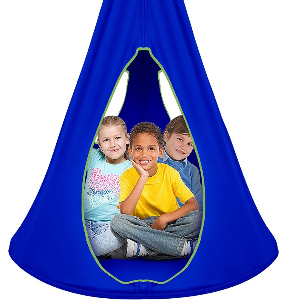Sorbus Pod Swing for Kids - Durable Hanging Hammock Chair w/Adjustable Rope - 2 Windows &amp; 1 Entrance - Tree Tent Sensory Swing for Kids Indoor Outdoor Use - 250lbs Sturdy Nest Swing - (40&quot;, Blue)