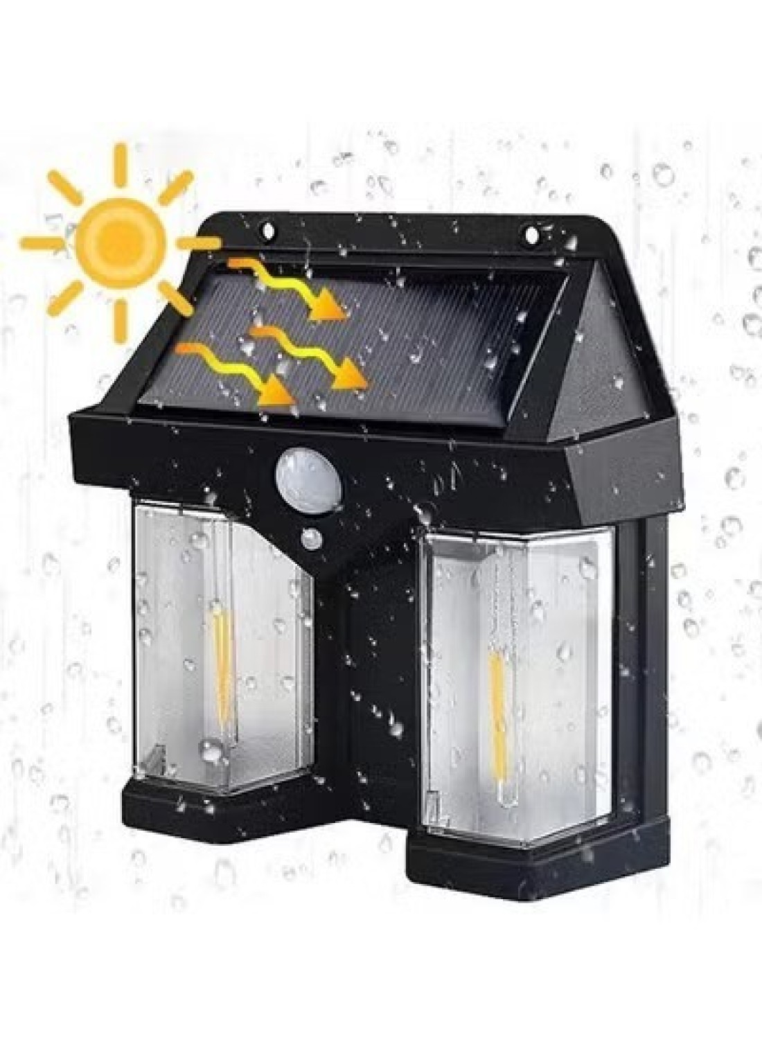 Outside Solar Induction Wall Lamp Warm Light Dual Core Wireless Dusk To Dawn Motion Sensor LED Sconce Lights IP65 Waterproof