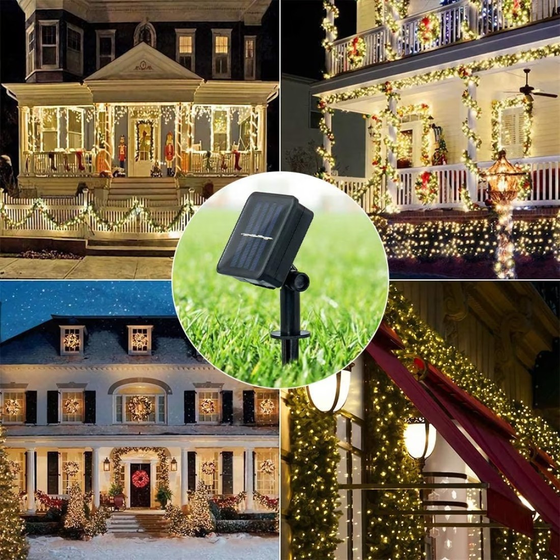 Solar String Lights 12M 100LED 8 Modes Solar Powered Lights for Home,Gardens, Patios,weddings and Parties (Warm White)