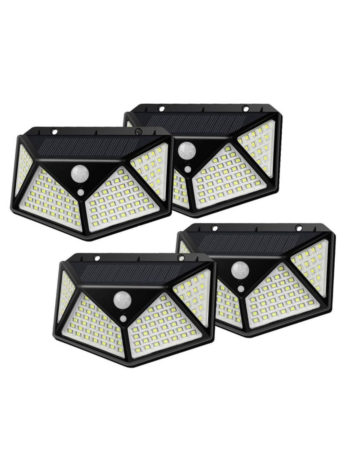 4-Piece Waterproof LED Solar Security Light Set Black/White/Yellow