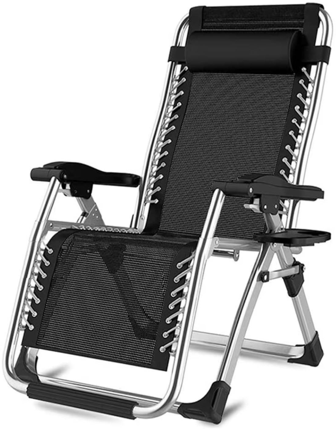 Enklov - Zero Gravity Chairs Lounge Patio Folding Recliner Outdoor Yard Lawn Beach With Pillow And Cup Holder (Black)
