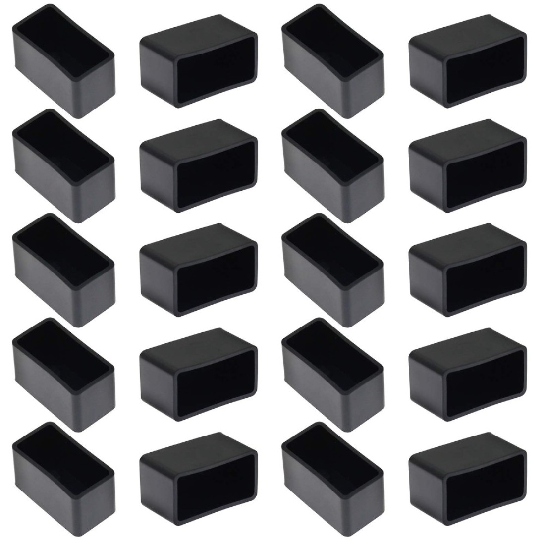 Bonsicoky 20Pcs Rectangle Rubber Furniture Leg Caps 34 x 112 Vinyl Flexible Chair Leg Floor Protectors for Patio Indoor Chair Table Bed 19 x 39mm