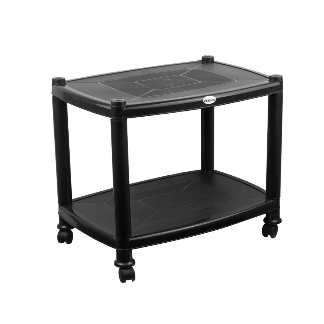 Esqube Delta Plastic Glossy Trolley Table (Black)