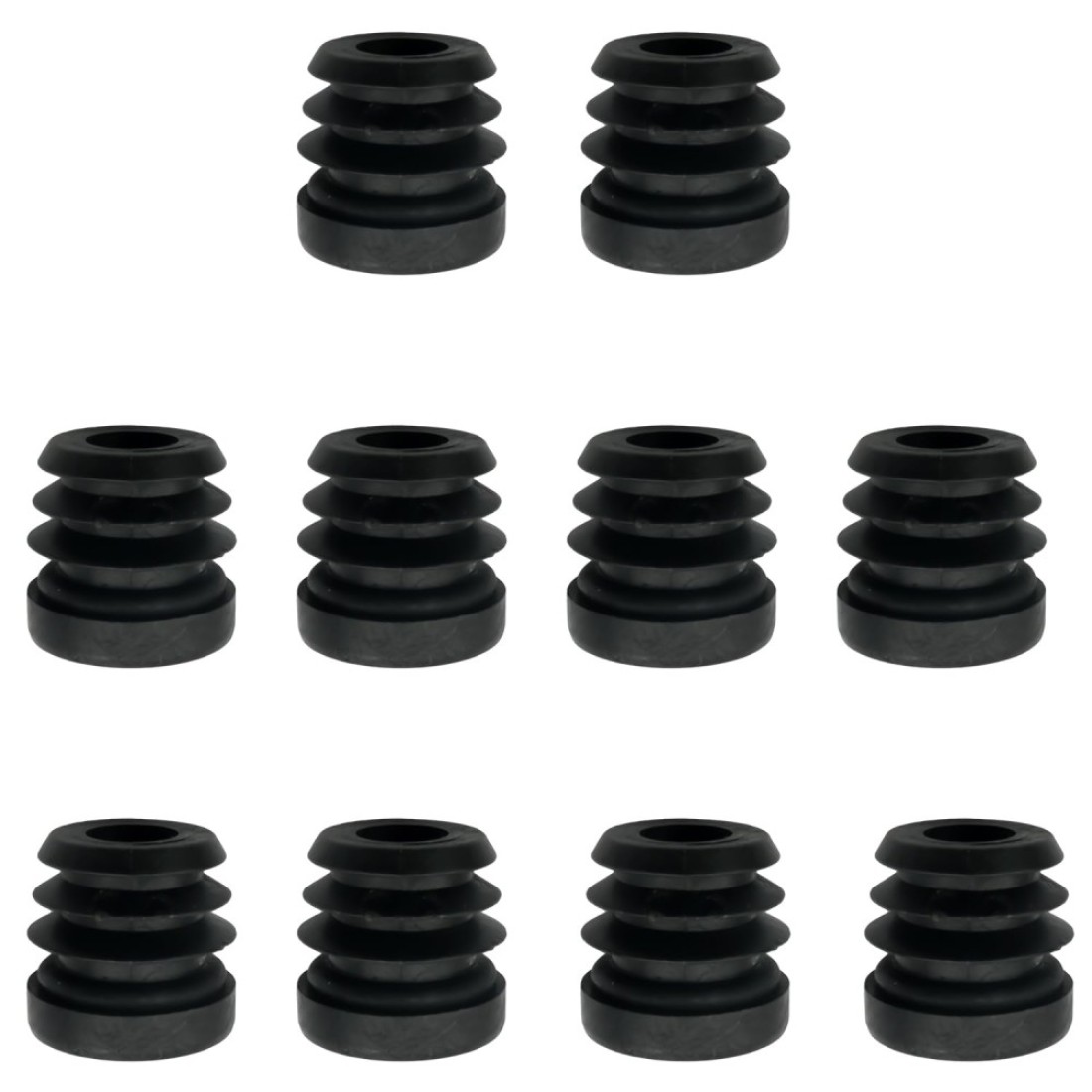ZZHXSM 10PCS Black Round Plastic Nut Plugs M8x25mm Adjustable Balance Plastic Wheel Sleeve Casters Protecting Floor Threaded Round Tube Inserts for Furniture Leg Plugs