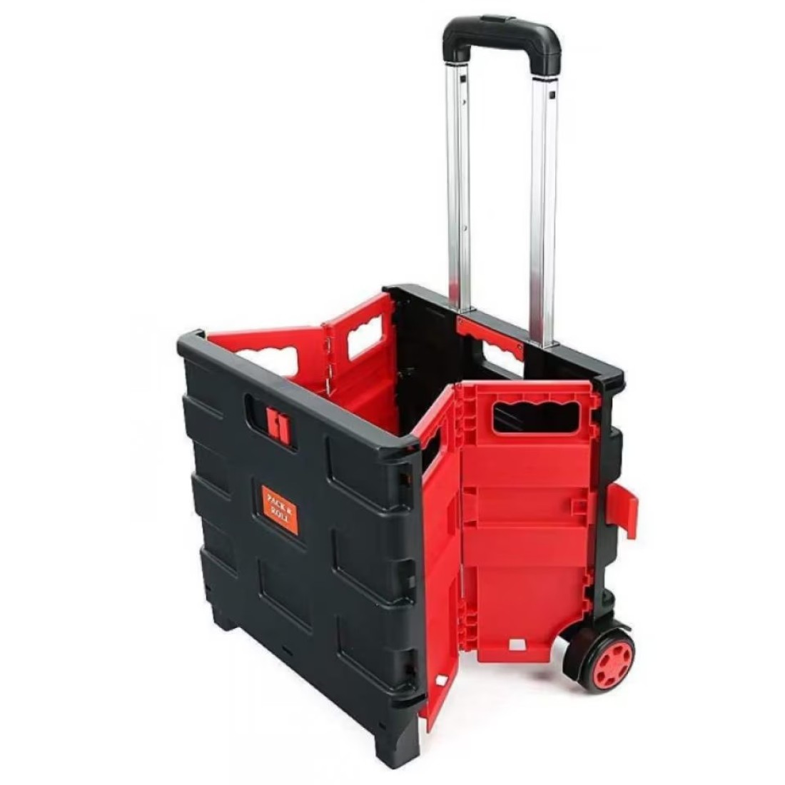 Generic 25kg Foldable Shopping Trolley Storage Boot Cart Box Black/Red