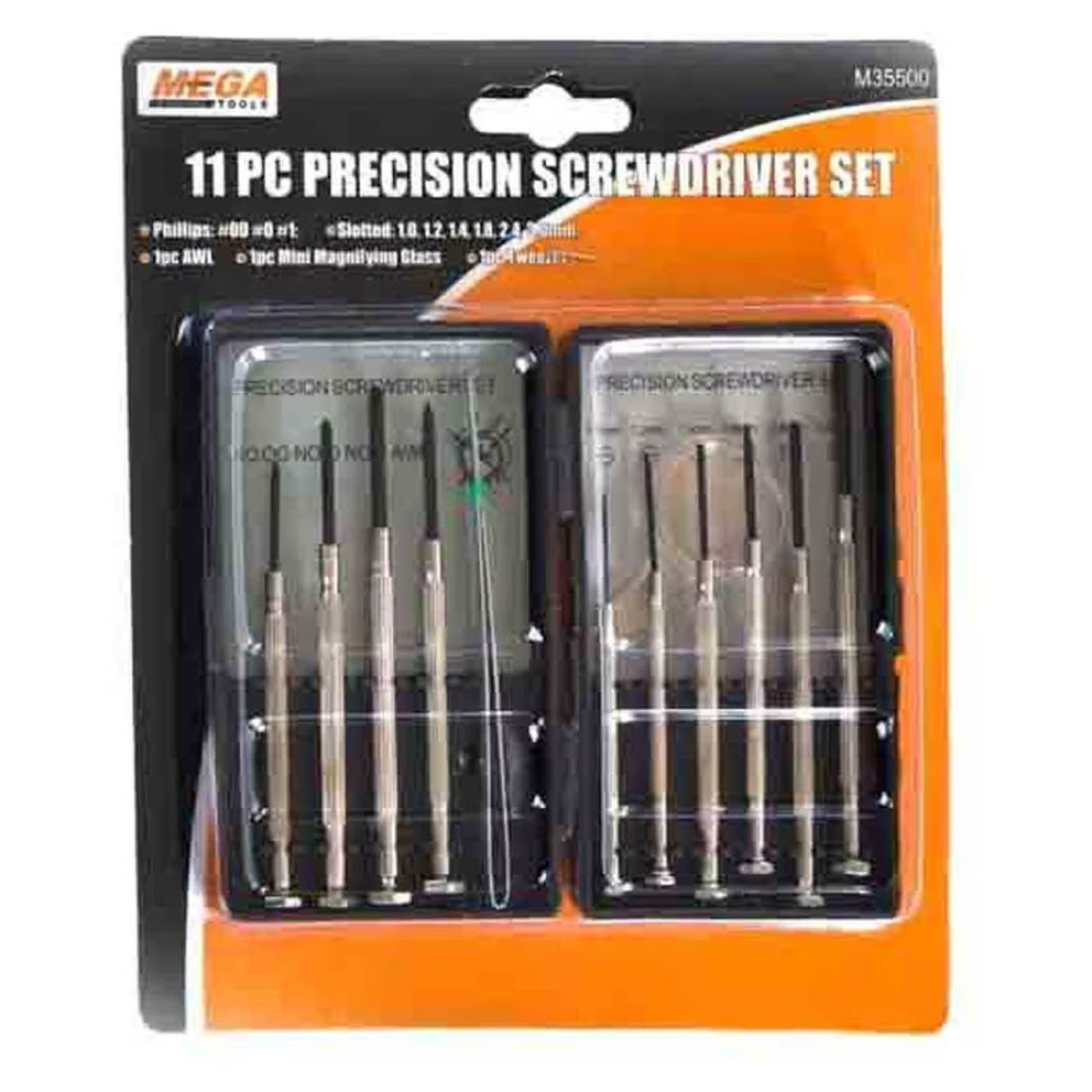 Mega Precision Screwdrivers 35500 Silver 11 count