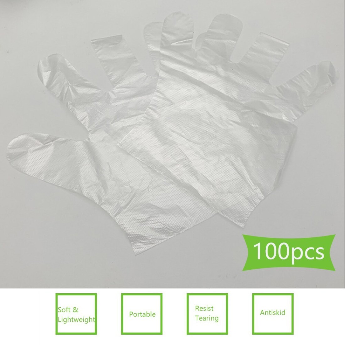 KKmoon-100Pcs Disposable Gloves Transparent Clear Thicken Soft Flexible Comfortable Protective Gloves for Kitchen Cooking Cleaning Restaurant Home Service