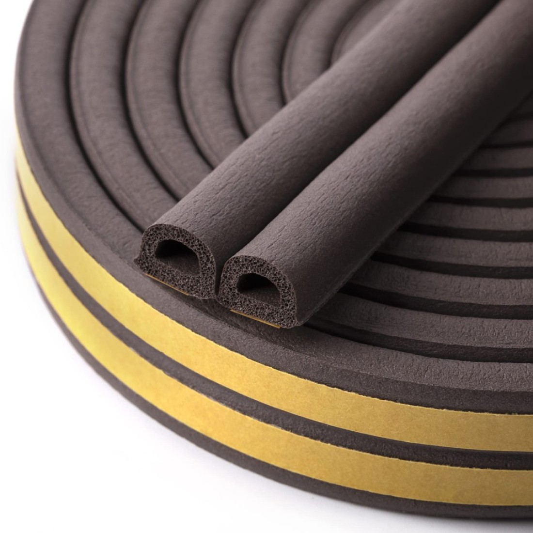 CloudBuyer SelfAdhesive Insulation Doors and Windows Draught Excluder Foam Seal Strip Soundproofing Collision Avoidance Rubber D Type 5M Coffee