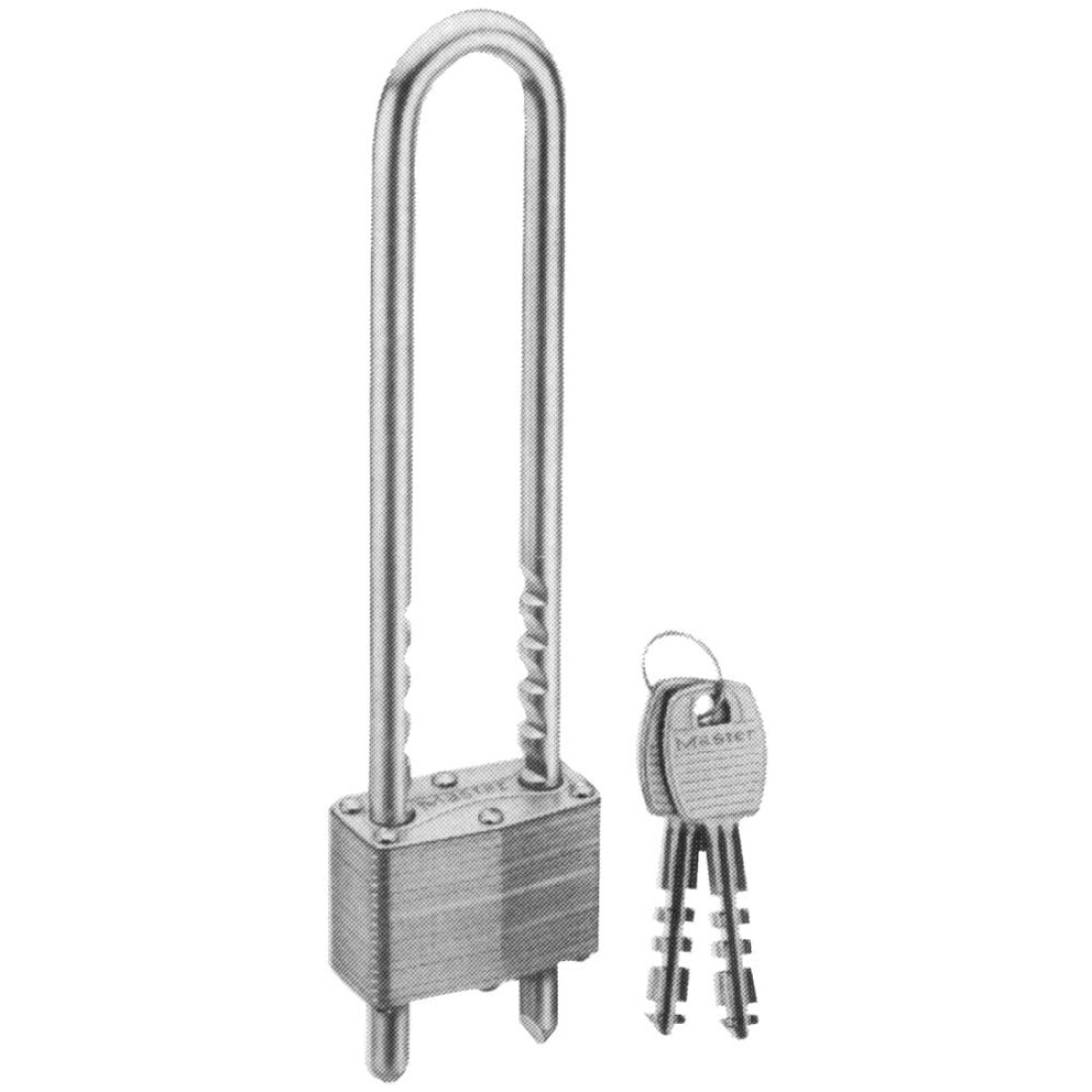Master Lock Silver Outdoor Laminated Padlock with Keys Extra Long Extended Adjustable Shackle Lock for Gate Fence Shed or Other Equipment 517D