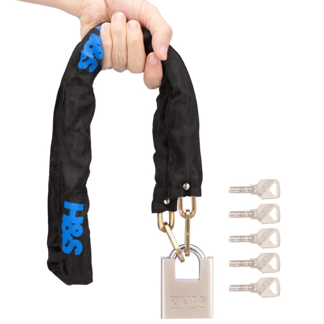H&amp;S Bike Chain Lock with Key &ndash; High-Security Lock for Bicycle, Electric Scooter, Motorbike, Motorcycle &ndash; 0.2 in x 3.9 ft (6mm x 1.2m)