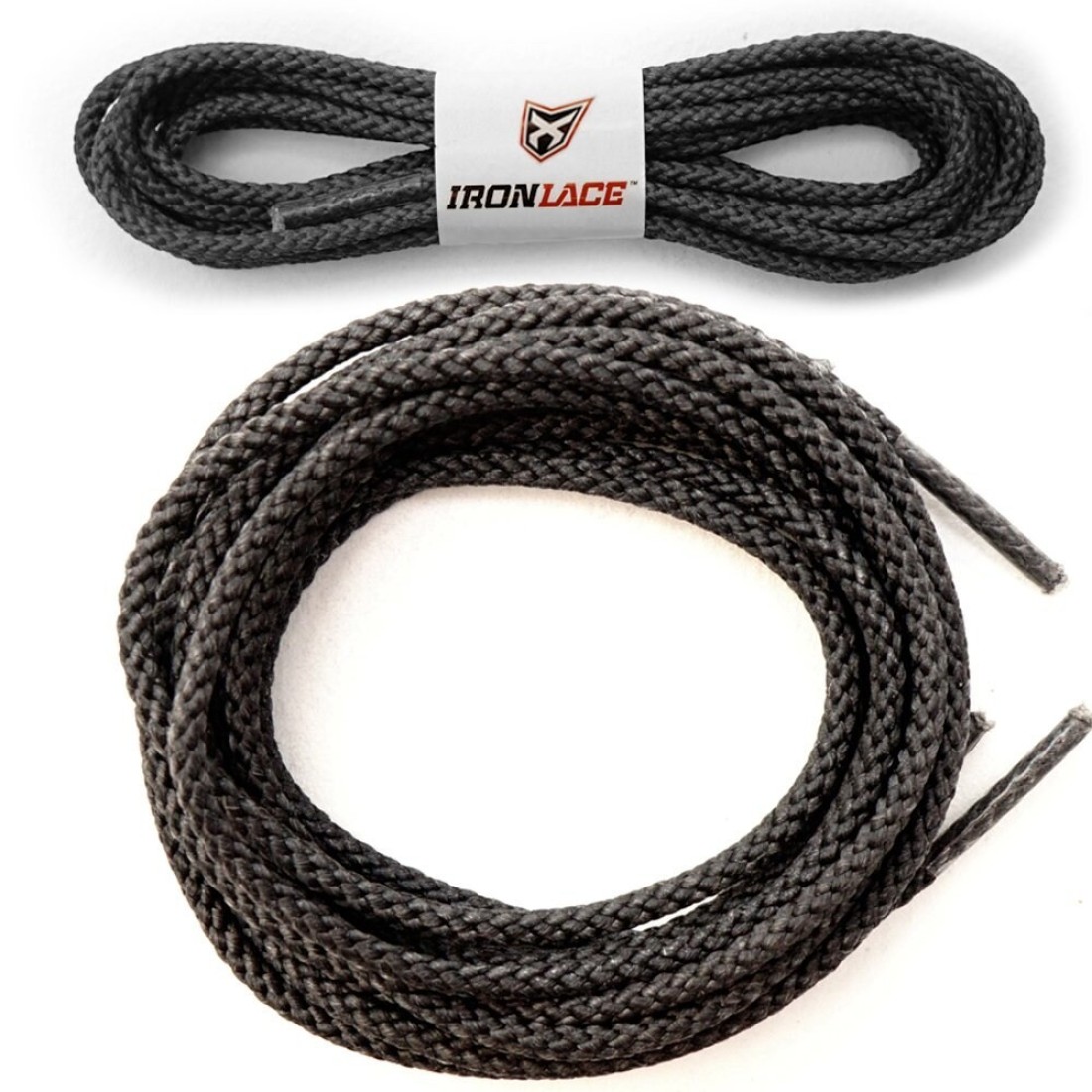 IRONLACE Unbreakable Round Bootlaces Indestructible Waterproof Fire Resistant Boot Shoe Laces 1500Pound Breaking StrengthPair Black 54Inch 32mm Diameter 1Pair