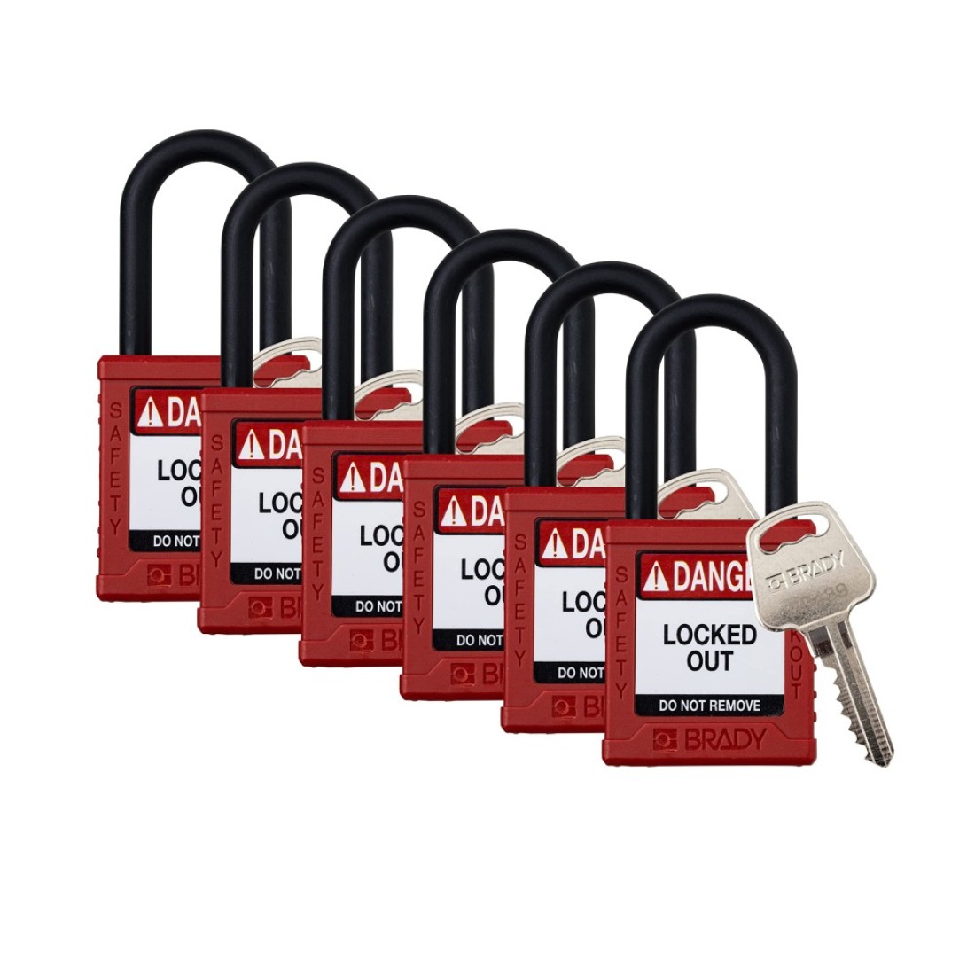 Brady Safety Lockout Padlock Sets 6 Pack Red Keyed Alike Safety Lockout Padlocks 1 Key Per Lock SDPLRED38PLKA6