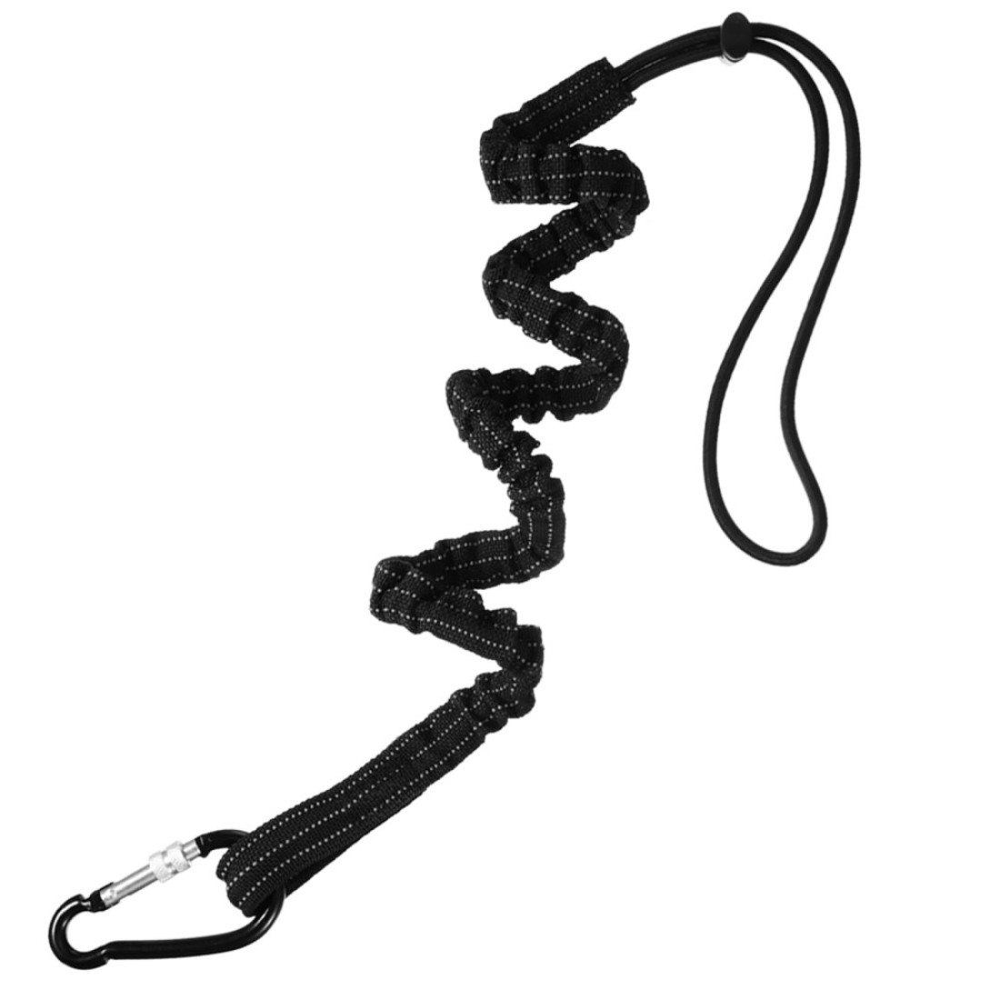 LEIFIDE Tool Lanyard Standard Length Safety Tool Leash 17.6lb 8kg Tough Adjustable Fall Protection Tether with Aluminum Screw Lock Buckle, Shock Cord Stopper and Retractable Loop End, Black (1 Pcs)