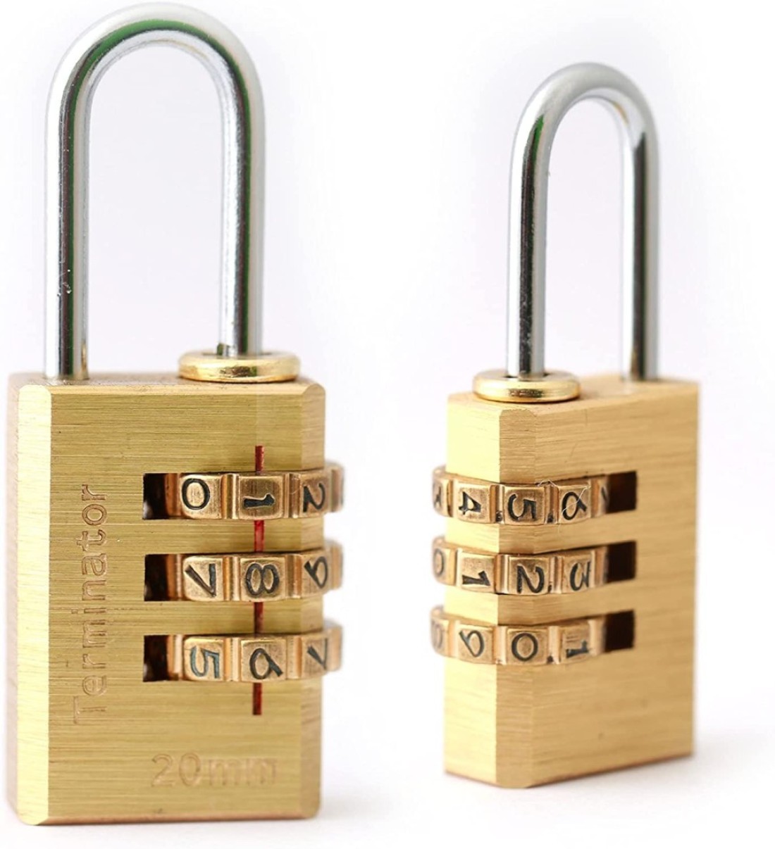 Abbasali Brass Combination Pad Lock 20mm Three Brass Dials Safety Lock For Luggage And Cabinets