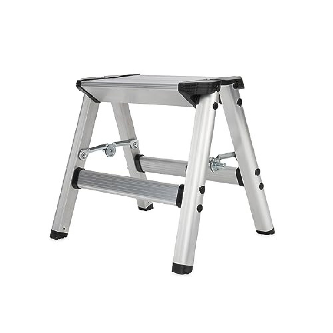 Camco Folding Metal Step Stool Perfect for Hard to Reach Areas in Kitchens and Closets Great as a Truck Stool Folds for Easy Storage 43672 SilverOne Size