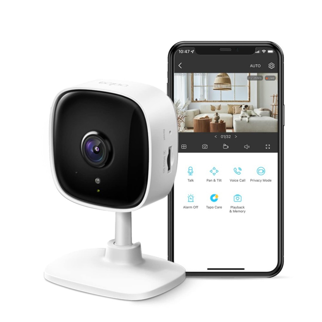 TP-Link Tapo 2K Indoor Security Camera for Baby Monitor, Dog Camera w/Motion Detection, 2-Way Audio Siren, Night Vision, Cloud &amp; SD Card Storage(Up to 256 GB), Works w/Alexa &amp; Google Home(Tapo C110)