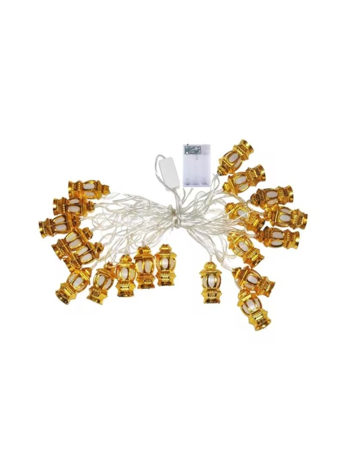 East Lady Ramadan &amp; Eid Fanoos Lantern Led String Light Golden 2x3cm